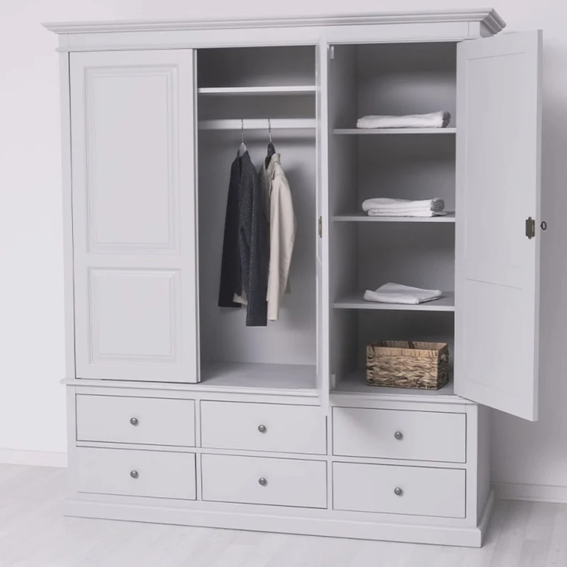 Casa Padrino Landhausstil Schlafzimmer Schrank Hellgrau 174 cm - Schlafzimmer Möbel