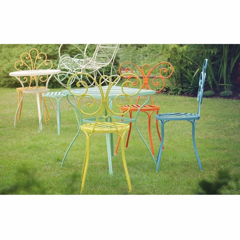Casa Padrino Jugendstil Gartenstuhl Hellblau H. 91 cm - Jugendstil Garten Möbel