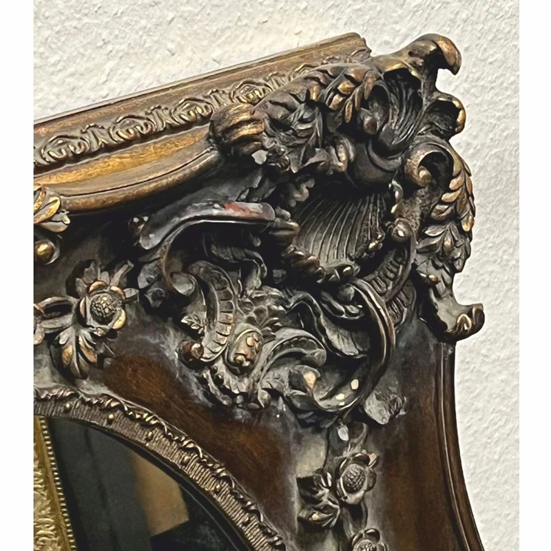 Casa Padrino Barock Spiegel Antik Gold / Grau H. 88 cm - Barockstil Möbel