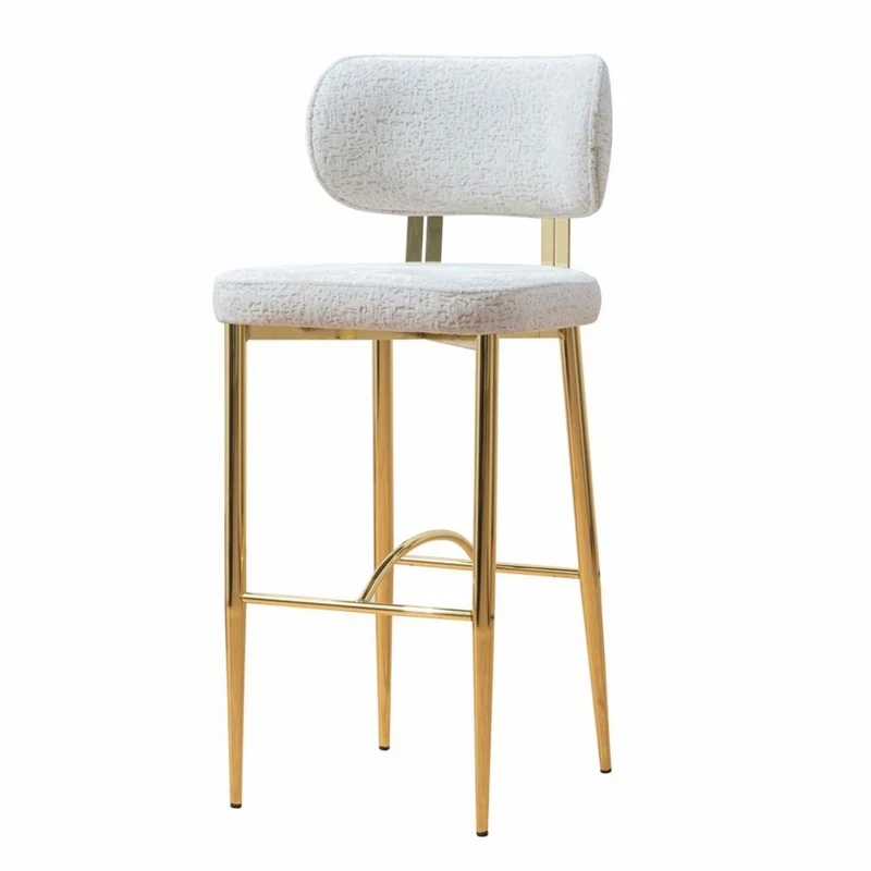 Casa Padrino Luxus Barstuhl 6er Set Weiß / Gold H. 107 cm - Bar Möbel