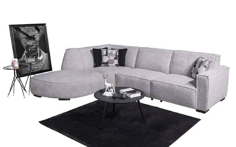 Casa Padrino Luxus Ecksofa Grau / Schwarz 290 x 215 cm - Wohnzimmer & Hotel Möbel