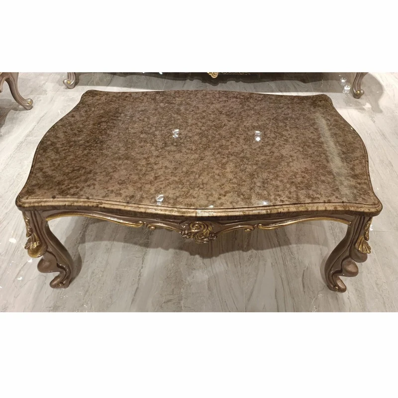 Casa Padrino Luxus Barock Couchtisch Grau / Gold 123 cm - Barockstil Wohnzimmer Möbel