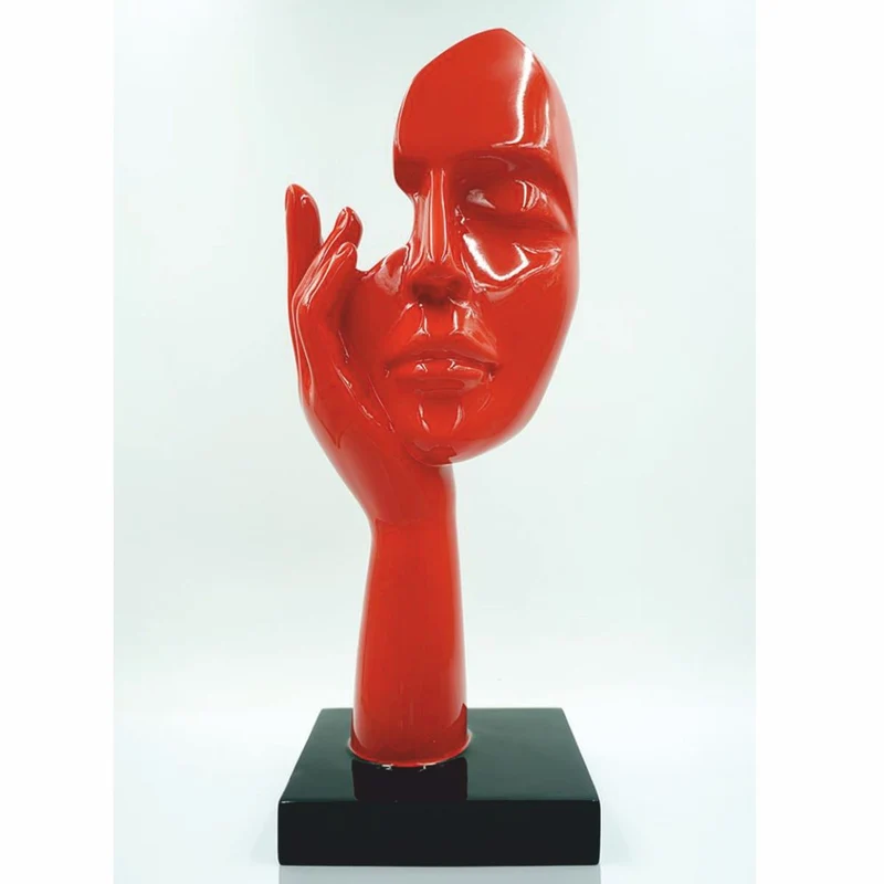 Casa Padrino Deko Skulptur Rot / Schwarz H. 50 cm - Büro Deko