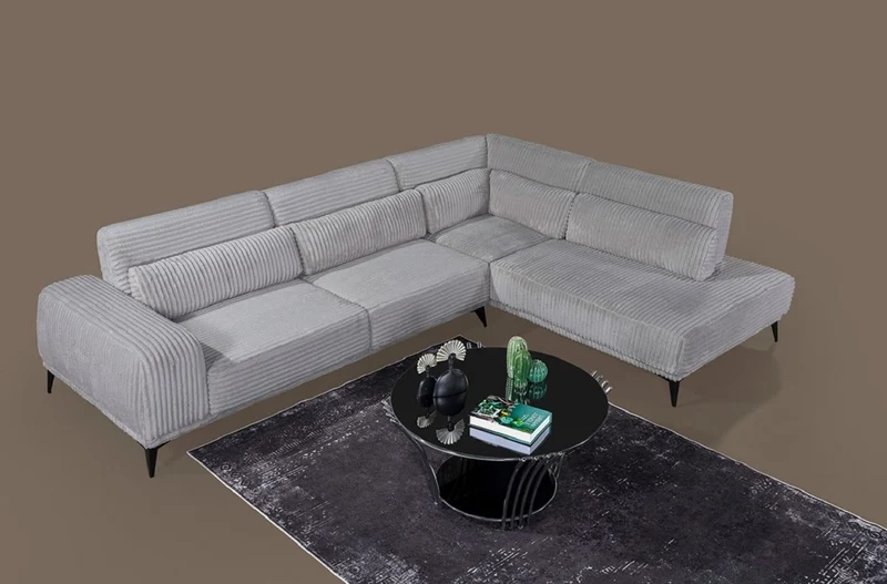 Casa Padrino Luxus Ecksofa mit verstellbaren Rückenlehnen Grau / Schwarz 330 x 240 cm