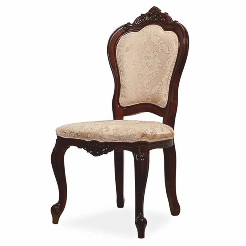 Casa Padrino Luxus Barock Esszimmer Stuhl 6er Set mit Muster Beige / Braun H. 103 cm