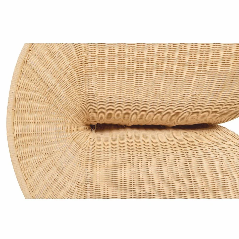 Casa Padrino Luxus Rattan Lounge Sessel mit Kissen Naturfarben / Weiß - Rattan Möbel