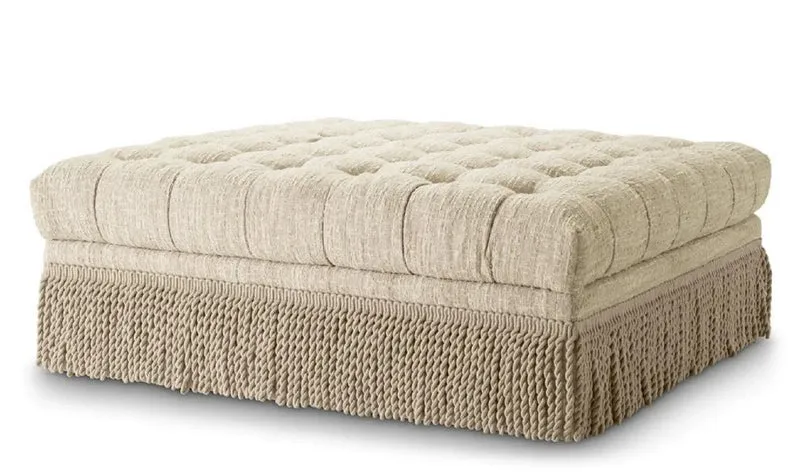 Casa Padrino Luxus Chesterfield Hocker Creme 125 x 125 x H. 47 cm - Quadratischer Fußhocker