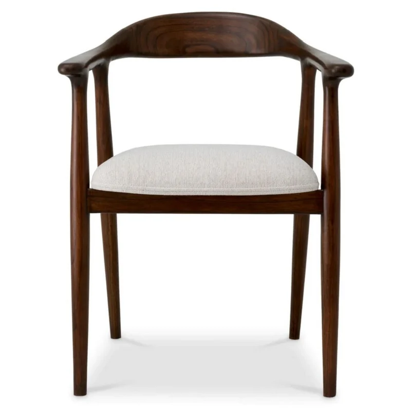 Casa Padrino Luxus Esszimmer Stuhl mit Armlehnen Braun / Creme - Restaurant Möbel