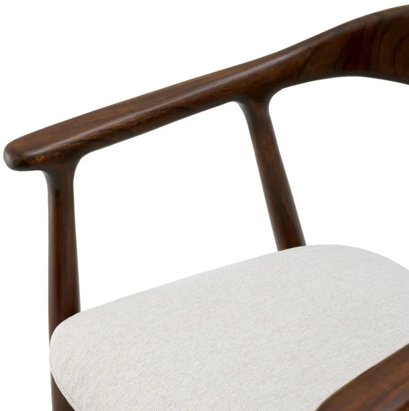 Casa Padrino Luxus Esszimmer Stuhl mit Armlehnen Braun / Creme - Restaurant Möbel