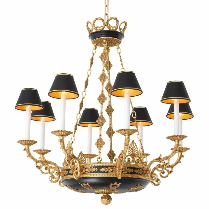 Casa Padrino Luxus Barock Kronleuchter Antik Gold / Schwarz Ø 97 x H. 99 cm - Luxus Qualität