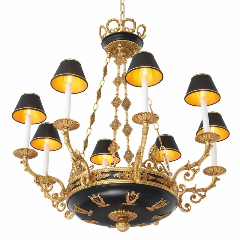 Casa Padrino Luxus Barock Kronleuchter Antik Gold / Schwarz Ø 97 x H. 99 cm - Luxus Qualität