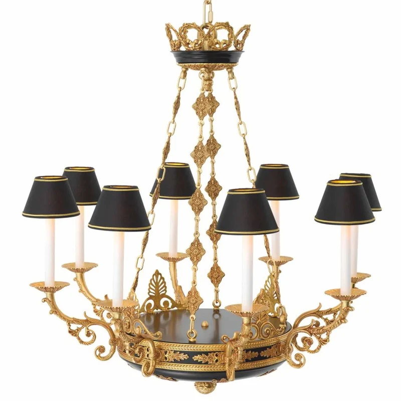 Casa Padrino Luxus Barock Kronleuchter Antik Gold / Schwarz Ø 97 x H. 99 cm - Luxus Qualität