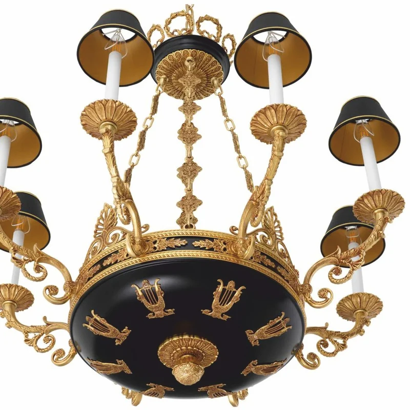 Casa Padrino Luxus Barock Kronleuchter Antik Gold / Schwarz Ø 97 x H. 99 cm - Luxus Qualität