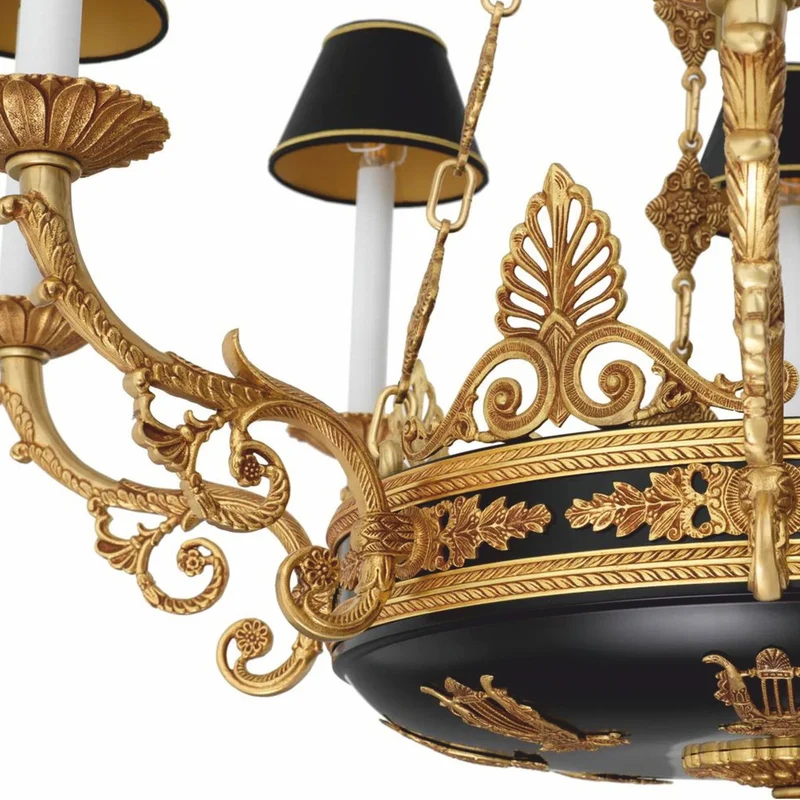 Casa Padrino Luxus Barock Kronleuchter Antik Gold / Schwarz Ø 97 x H. 99 cm - Luxus Qualität