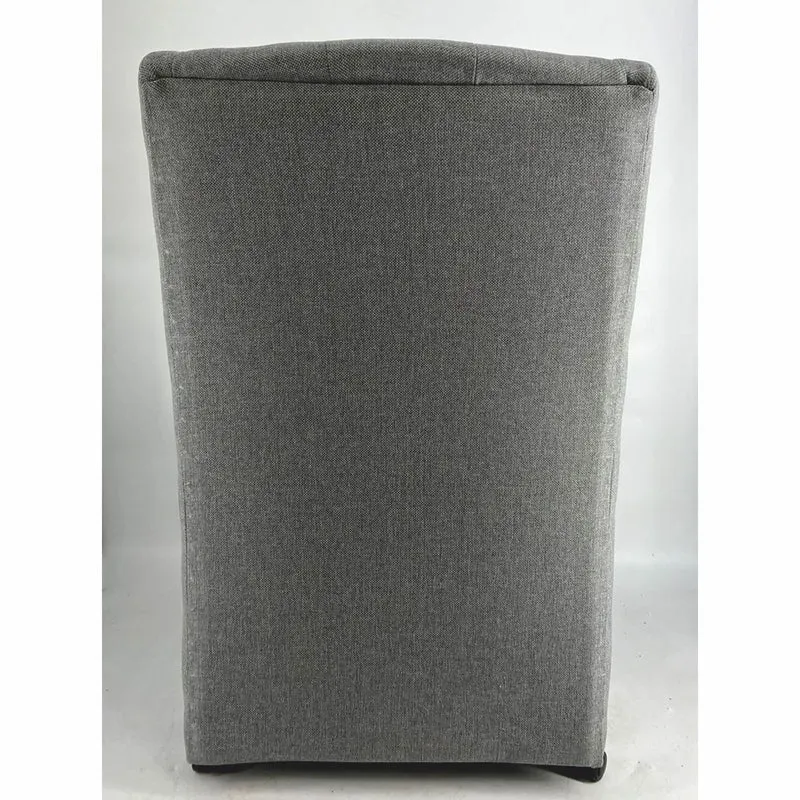 Casa Padrino Chesterfield Esszimmerstuhl / Bürostuhl mit Armlehnen und Rollen Grau