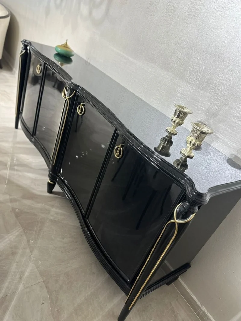 Casa Padrino Luxus Barock Sideboard Schwarz / Gold 230 cm - Barock Möbel