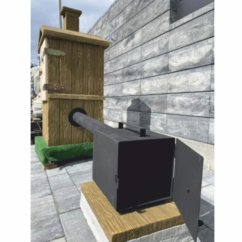 Casa Padrino Luxus Beton Räucherkamin in Holzoptik Braun / Naturfarben H. 132 cm