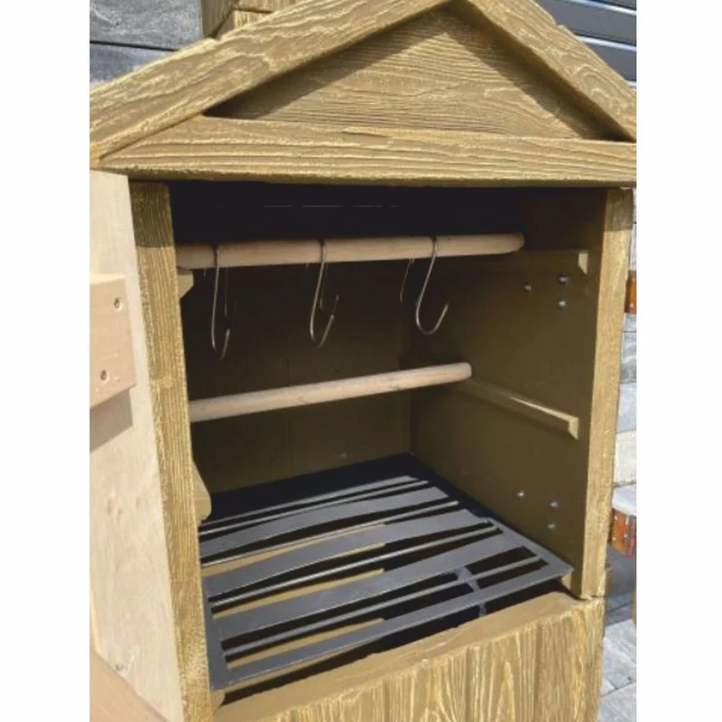 Casa Padrino Luxus Beton Räucherkamin in Holzoptik Braun / Naturfarben H. 132 cm