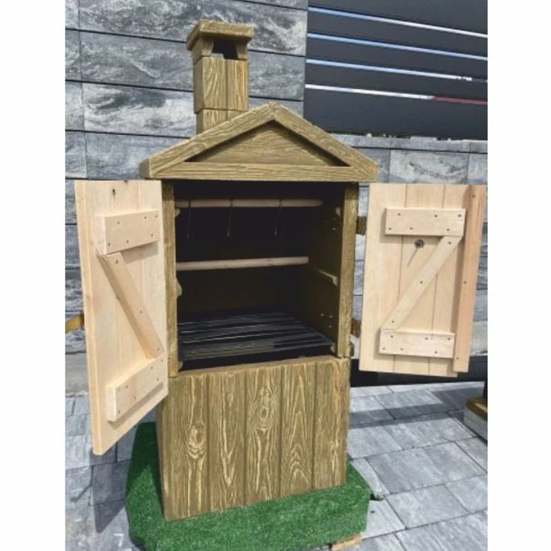Casa Padrino Luxus Beton Räucherkamin in Holzoptik Braun / Naturfarben H. 132 cm