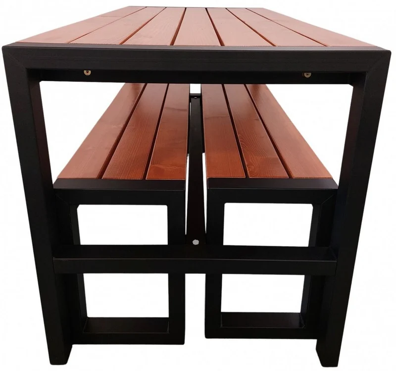 Casa Padrino Gartentisch mit 2 Sitzbänken Braun / Schwarz - Garten Möbel