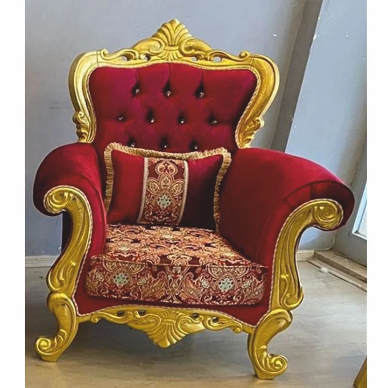 Casa Padrino Luxus Barock Sessel mit Glitzersteinen Bordeauxrot / Gold - Luxus Barockstil Möbel