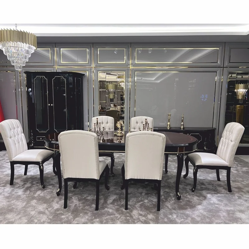 Casa Padrino Luxus Barock Esszimmer Set - 1 Barock Esstisch & 6 Barock Esszimmerstühle