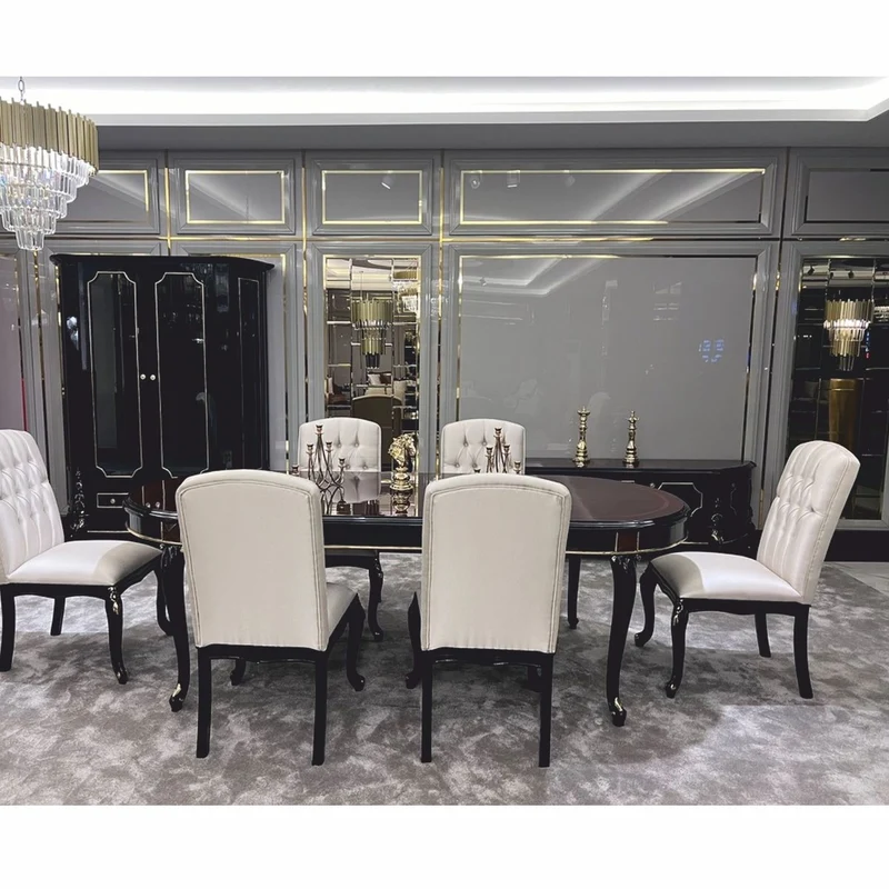 Casa Padrino Luxus Barock Esszimmer Set - 1 Barock Esstisch & 6 Barock Esszimmerstühle