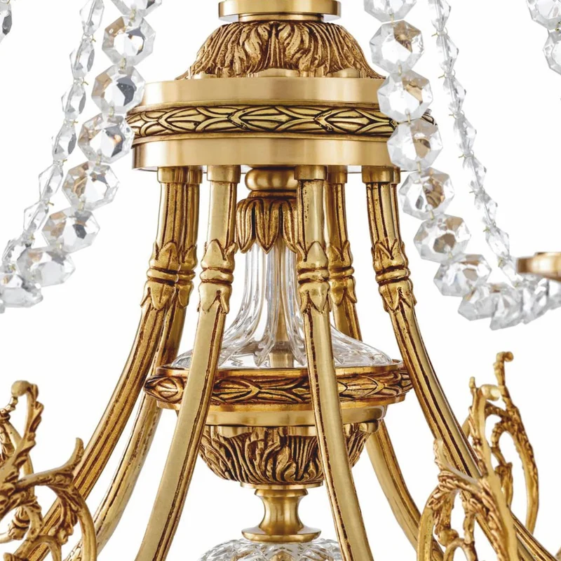 Casa Padrino Luxus Barock Kristall Kronleuchter Antik Gold Ø 80 x H. 116 cm - Luxus Qualität
