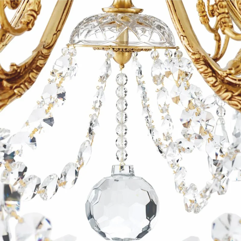 Casa Padrino Luxus Barock Kristall Kronleuchter Antik Gold Ø 80 x H. 116 cm - Luxus Qualität