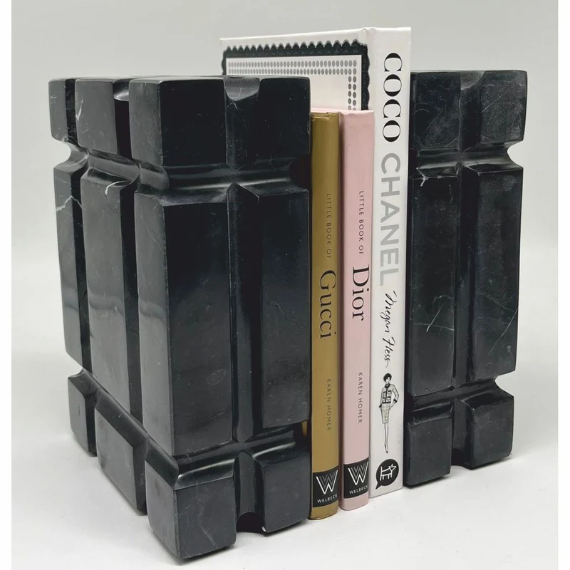 Casa Padrino Luxus Marmor Deko Buchstützen Set Schwarz - Deko Accessoires