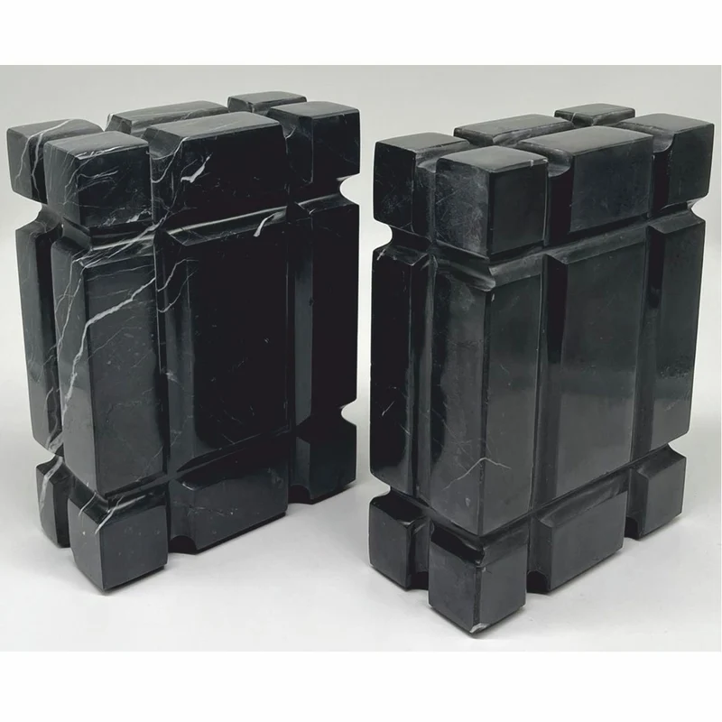 Casa Padrino Luxus Marmor Deko Buchstützen Set Schwarz - Deko Accessoires
