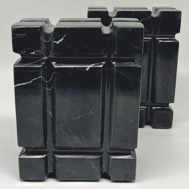 Casa Padrino Luxus Marmor Deko Buchstützen Set Schwarz - Deko Accessoires