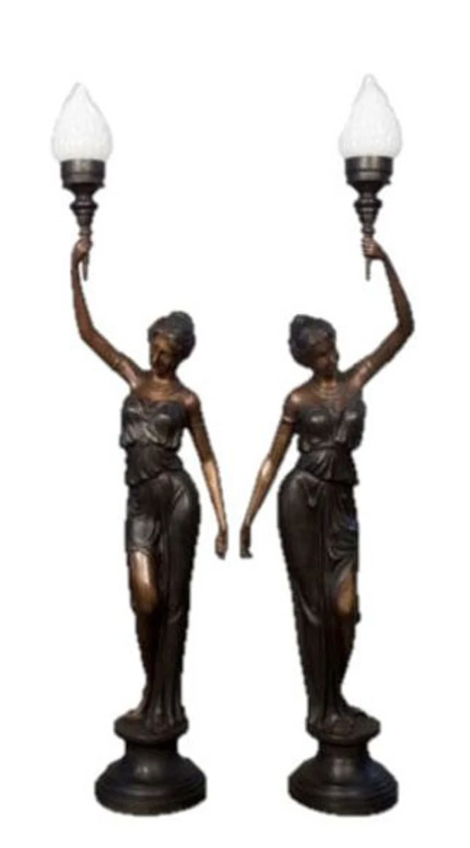 Casa Padrino Luxus Bronze Standleuchten Set - 2 Figurenleuchten Bronzeleuchten