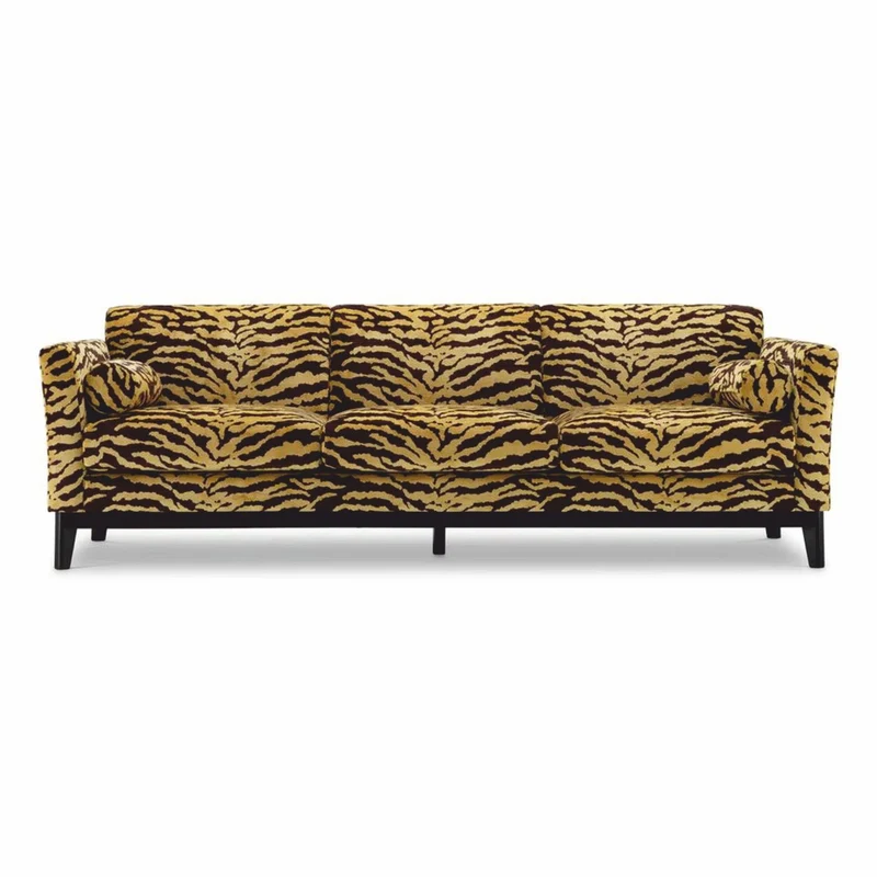 Casa Padrino Luxus Sofa mit Tiger Muster Gelb / Braun / Schwarz 239 cm - Wohzimmer & Hotel Möbel