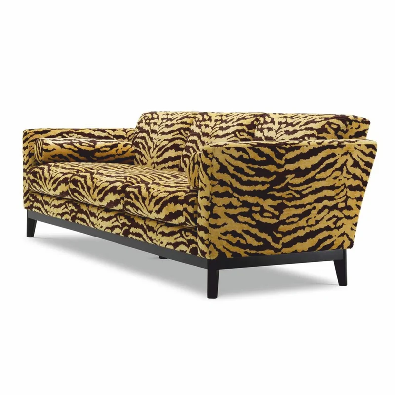 Casa Padrino Luxus Sofa mit Tiger Muster Gelb / Braun / Schwarz 239 cm - Wohzimmer & Hotel Möbel