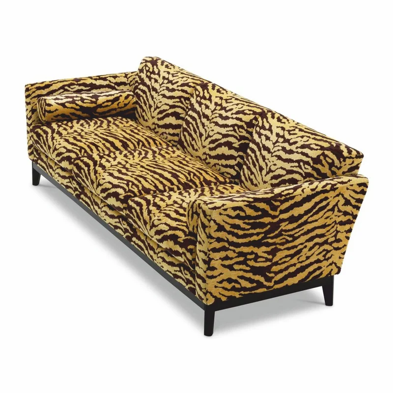 Casa Padrino Luxus Sofa mit Tiger Muster Gelb / Braun / Schwarz 239 cm - Wohzimmer & Hotel Möbel