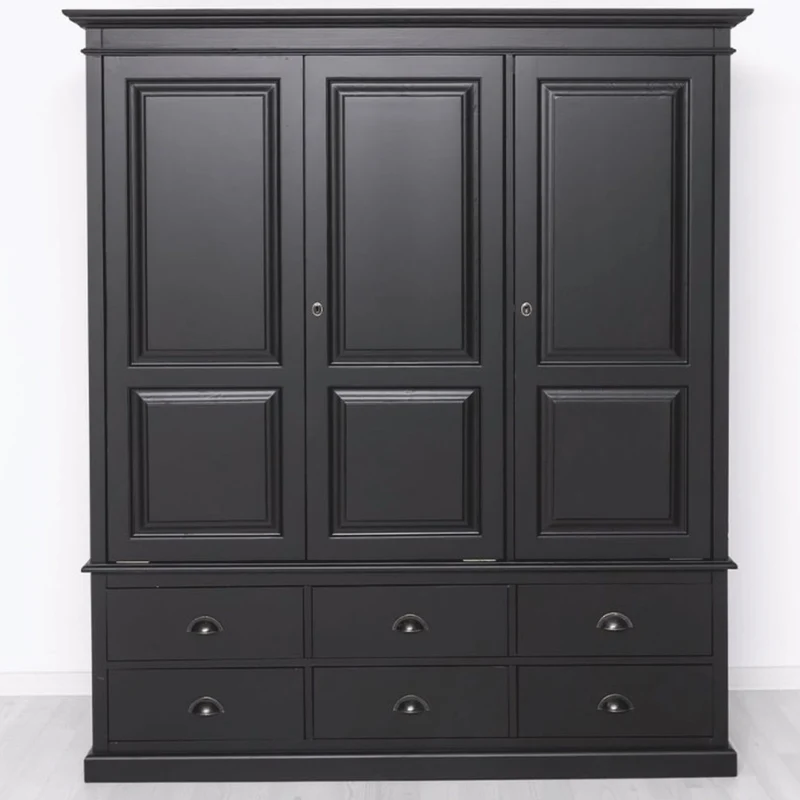Casa Padrino Landhausstil Schlafzimmer Schrank Schwarz 174 cm - Schlafzimmer Möbel