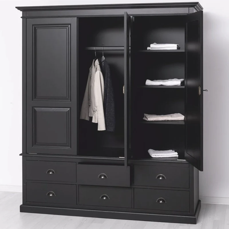 Casa Padrino Landhausstil Schlafzimmer Schrank Schwarz 174 cm - Schlafzimmer Möbel