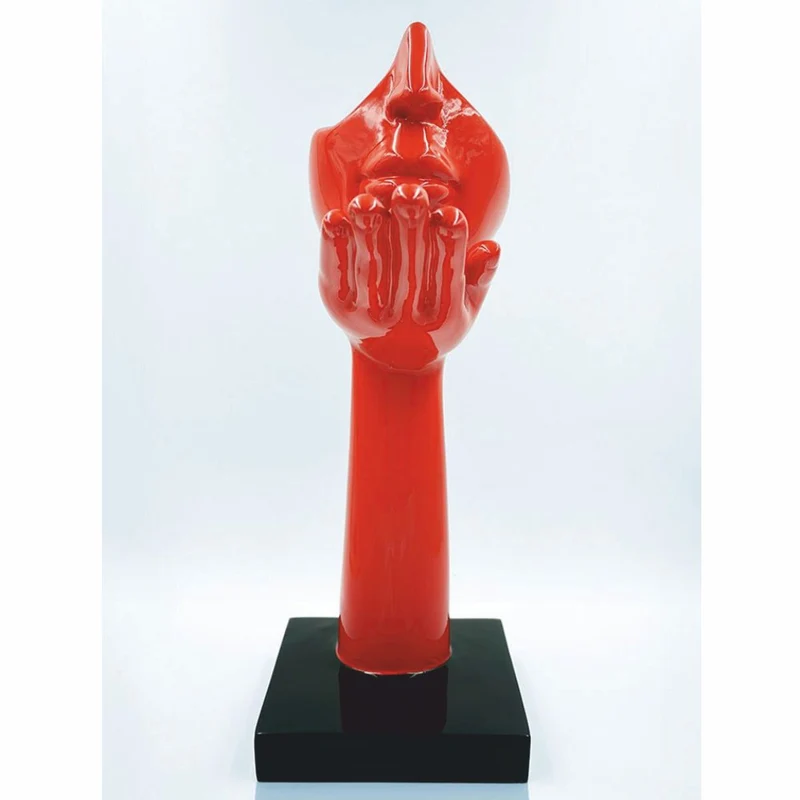 Casa Padrino Deko Skulptur Rot / Schwarz H. 50 cm - Wohnzimmer Deko