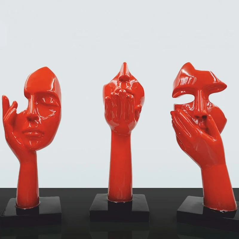 Casa Padrino Deko Skulptur Rot / Schwarz H. 50 cm - Wohnzimmer Deko