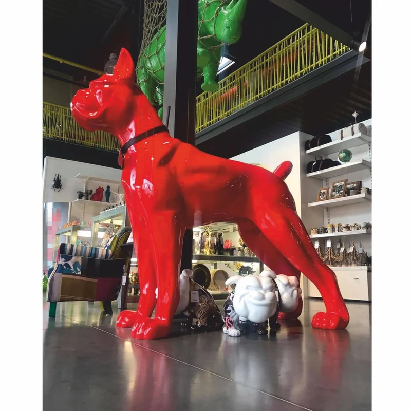 Casa Padrino XXL Deko Skulptur Boxer Hund Rot 190 x H. 180 cm - Riesige Garten Figur