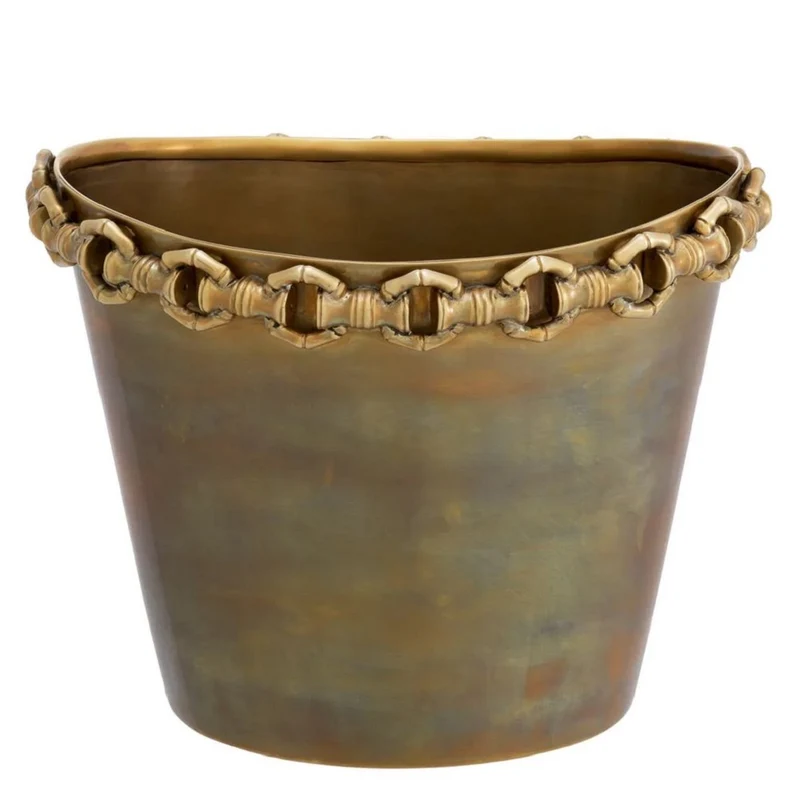 Casa Padrino Luxus Weinkühler Vintage Messing H. 21 cm - Champagnerkühler - Hotel Accessoires