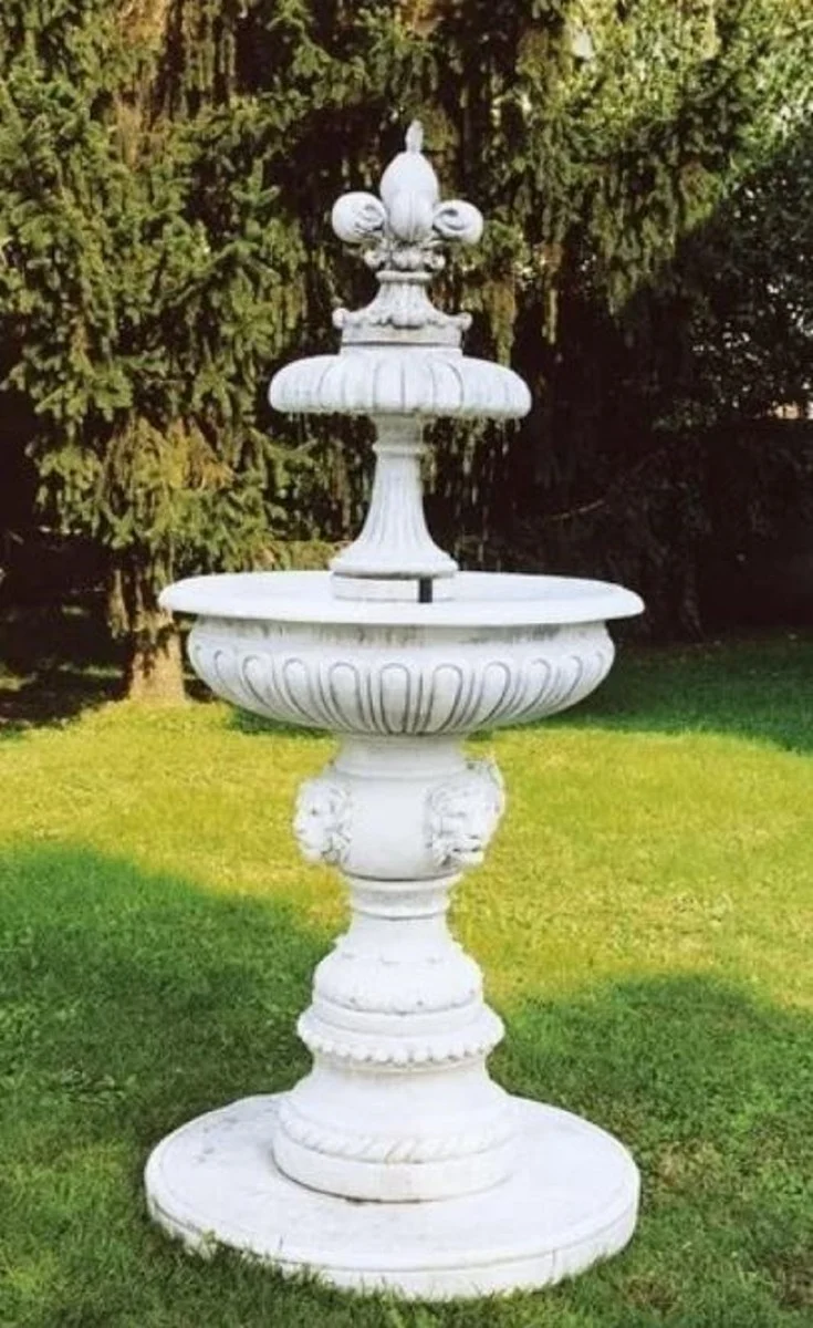 Casa Padrino Barock Springbrunnen Weiß Ø 95 x H. 215 cm - Made in Italy