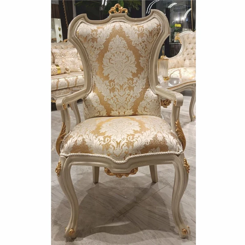 Casa Padrino Luxus Barock Esszimmer Set Gold / Grau - 1 Barock Esstisch & 6 Barock Esszimmerstühle