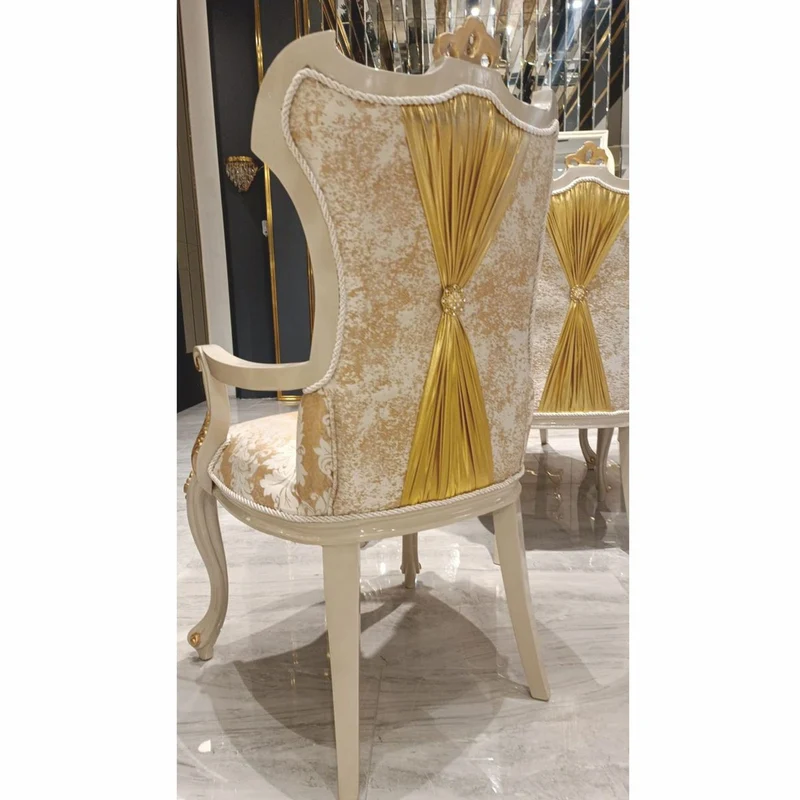 Casa Padrino Luxus Barock Esszimmer Set Gold / Grau - 1 Barock Esstisch & 6 Barock Esszimmerstühle