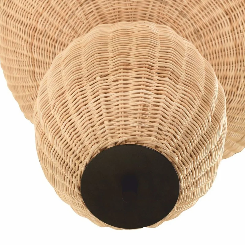 Casa Padrino Luxus Rattan LED Hängeleuchte Naturfarben H. 147 cm - Luxus Pendelleuchten