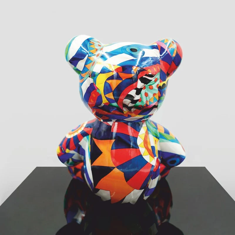 Casa Padrino Luxus Deko Figur Teddybär Bunt H. 35 cm - Deko Figuren