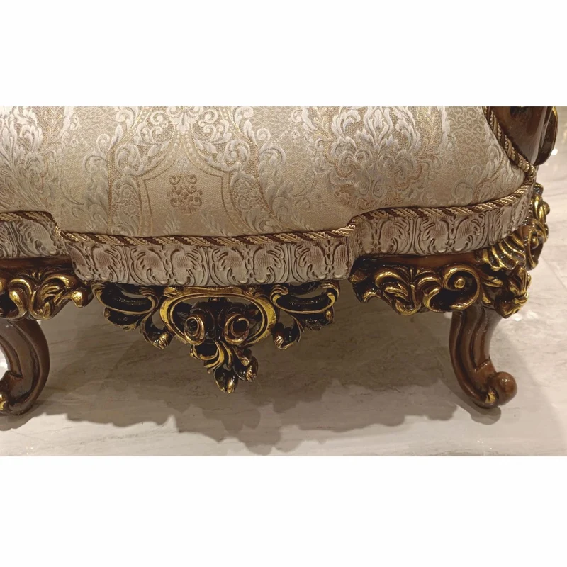 Casa Padrino Luxus Barock Wohnzimmer Sessel Beige / Braun / Gold H. 120 cm - Barock Möbel