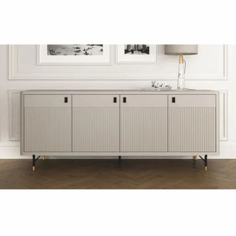 Casa Padrino Luxus Sideboard mit 4 Türen Grau / Schwarz / Gold 220 cm