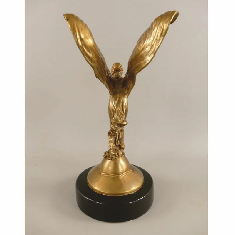 Casa Padrino Luxus Bronze Skulptur Frau mit Flügel H. 33 cm - Schreibtisch Deko